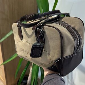 Prada Tan and Dark Brown Vintage Shoulder Bag